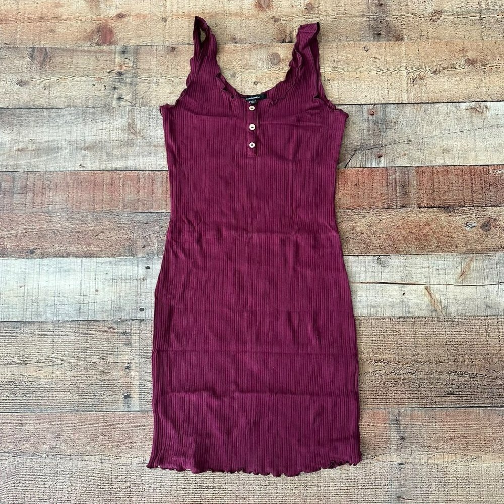 Ambiance maroon ribbed sleeveless midi dress big girl's large